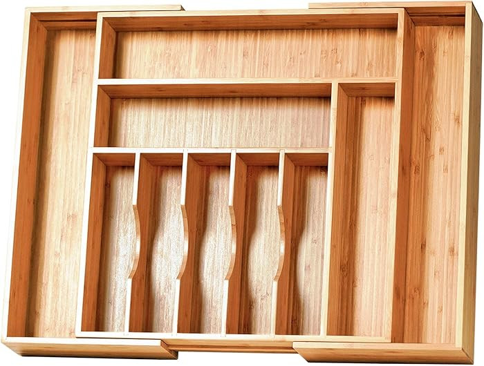 Umilife Extra Large Expandable Kitchen Siverware Utensils Drawer Organizer, 19" Deep for Big Draw... | Amazon (US)