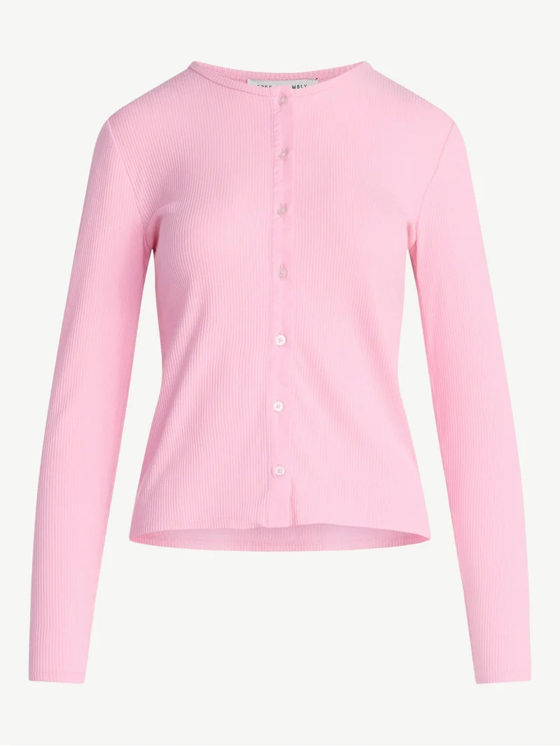 Free Assembly Women's Fitted Cardigan Sweater with Long Sleeves, Lightweight, Sizes XS-XXL | Walmart (US)