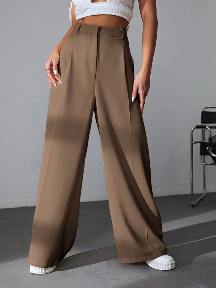 SHEIN EZwear Solid Wide Comfy Leg Pants | SHEIN
