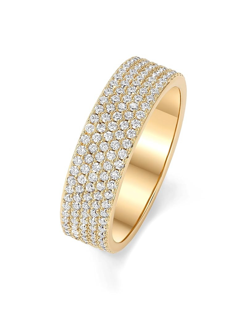 PAVOI 14K Gold Plated Cubic Zirconia Wide Eternity Statement Rings | CZ Stackable Wedding Band fo... | Amazon (US)