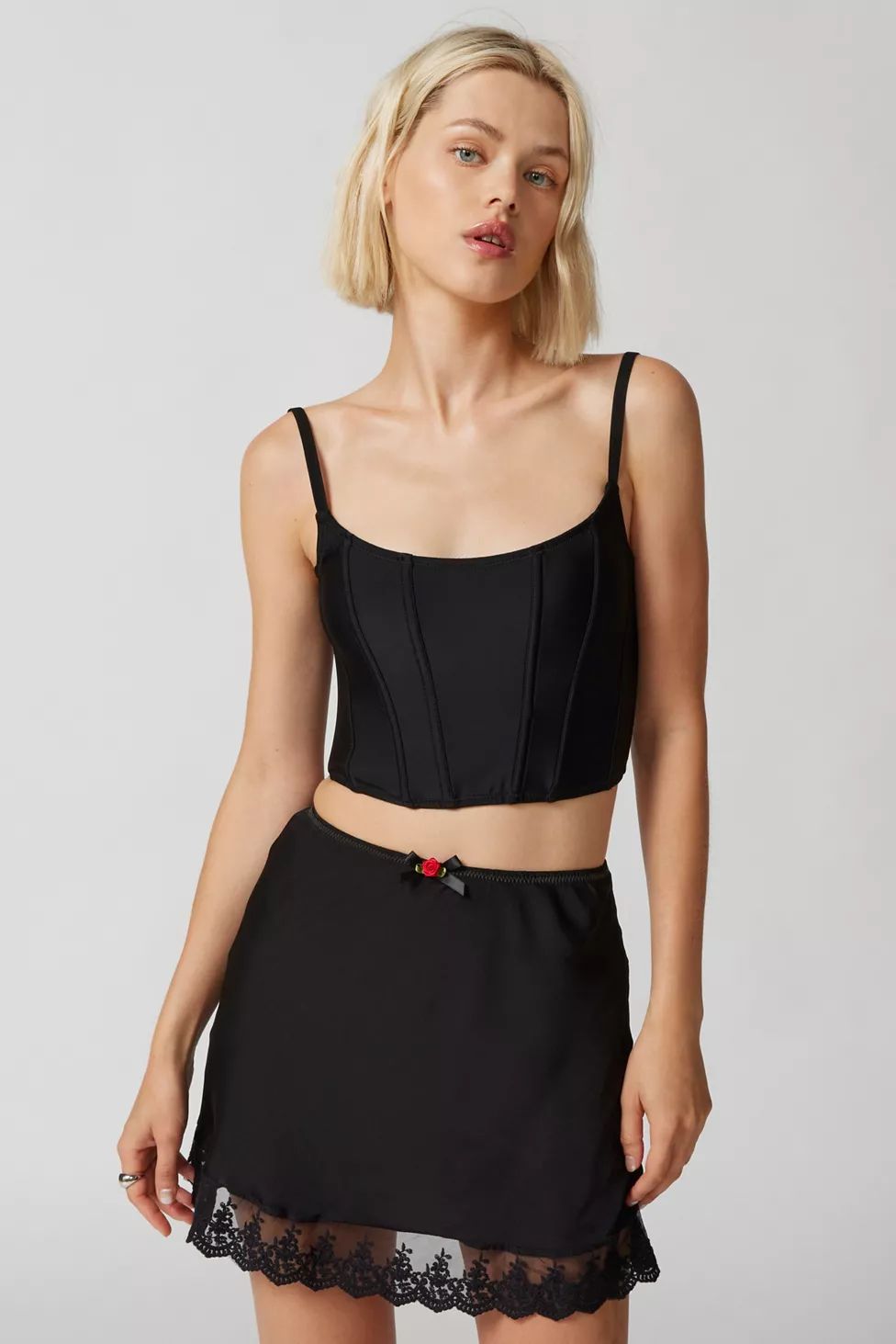 Out From Under Juliette Lace-Trim High-Rise Mini Skirt | Urban Outfitters (US and RoW)