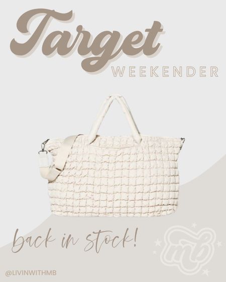 The super popular weekender bag from Target is finally back in stock!

#LTKitbag #LTKunder50 #LTKtravel