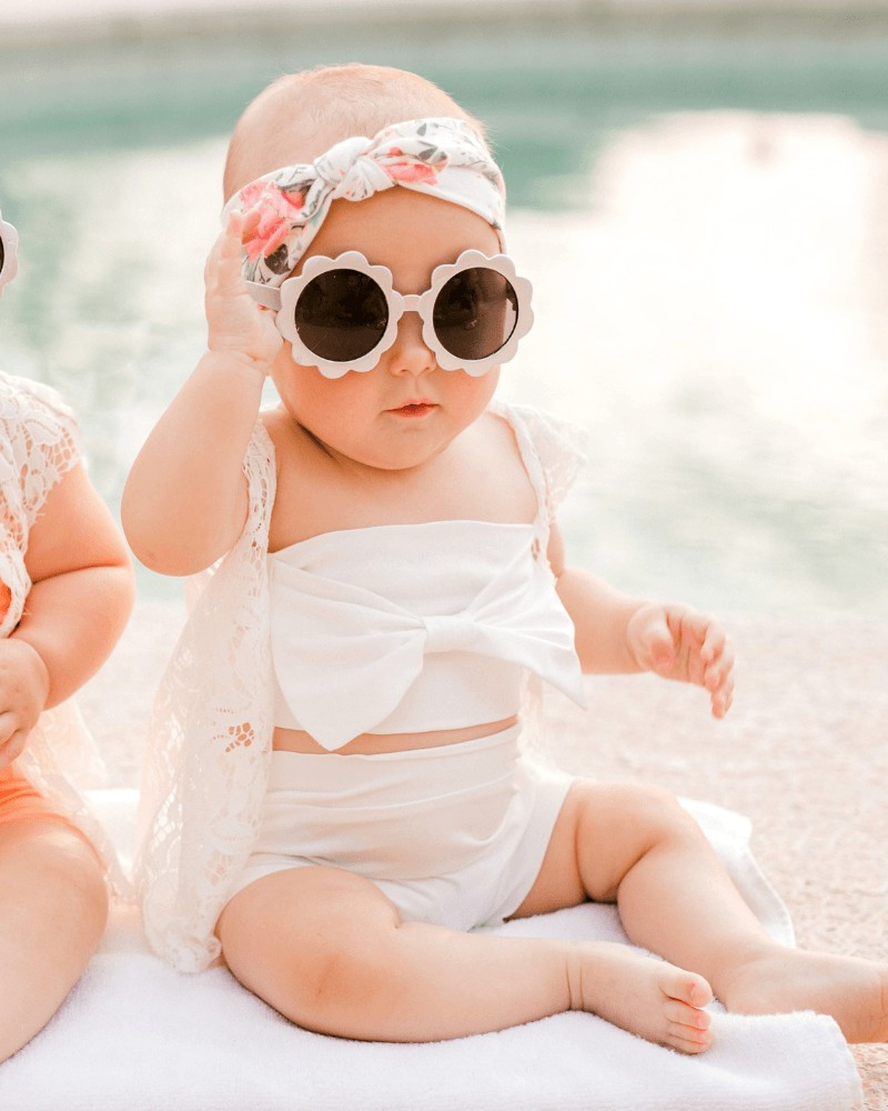 Vivi Two-Piece Bow Tube Top & Bloomer Set - White | Bailey's Blossoms