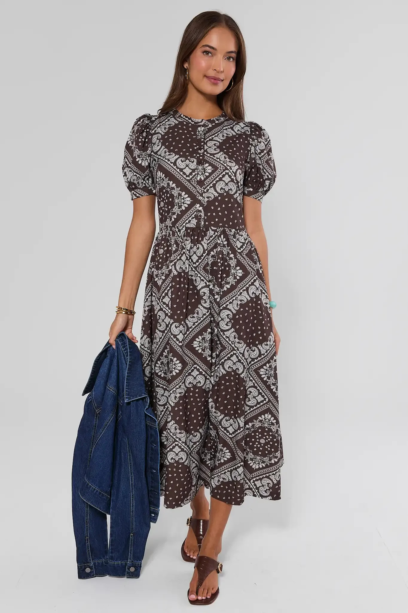 Brown Bandana Printed Maxi Dress | Avara