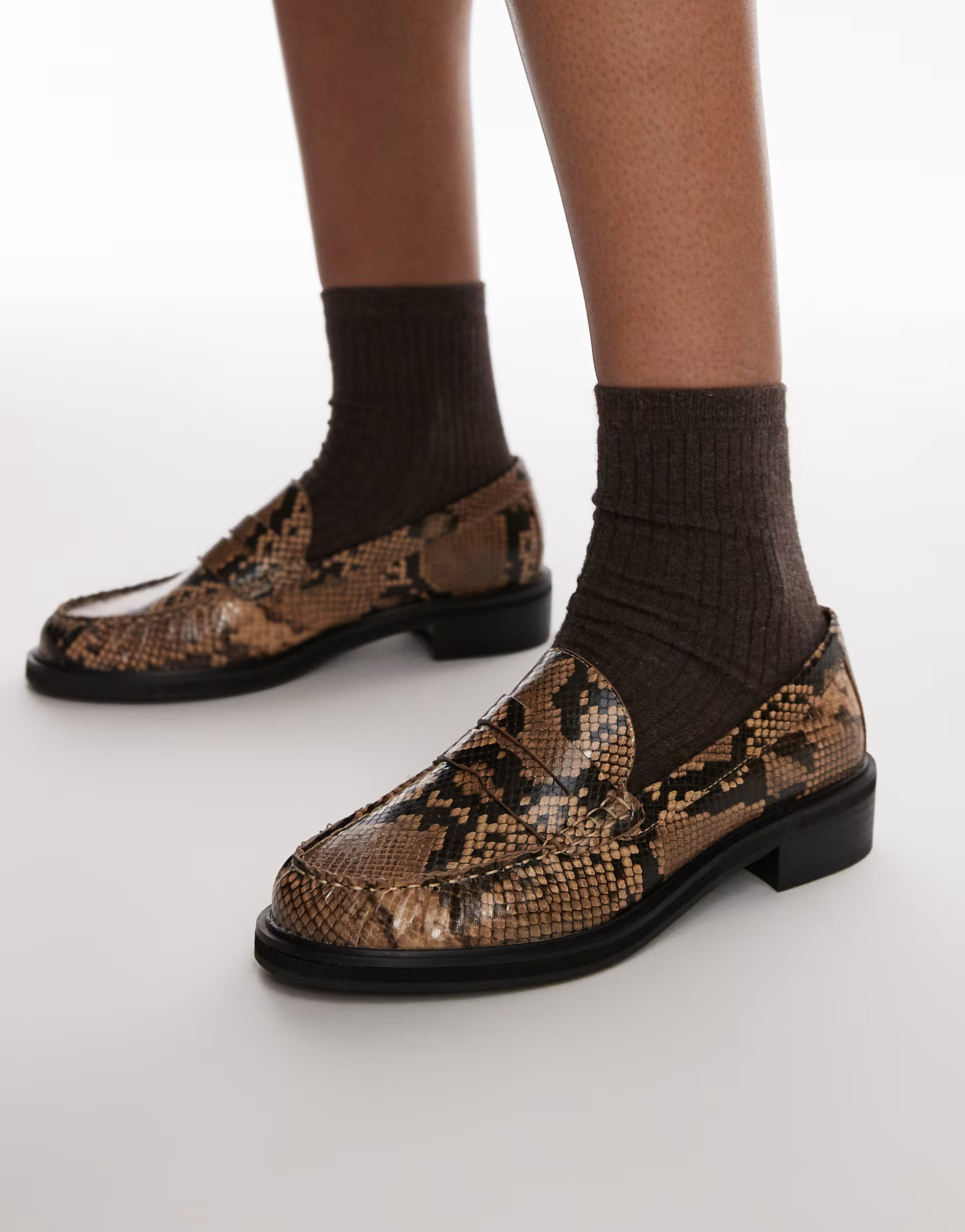 Topshop Carter loafers with ruched detail in snake print | ASOS (Global)