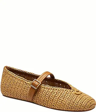 COACH Sculpted C Soft Mary Jane Raffia Ballet Flats -  7.5 | Dillard's
