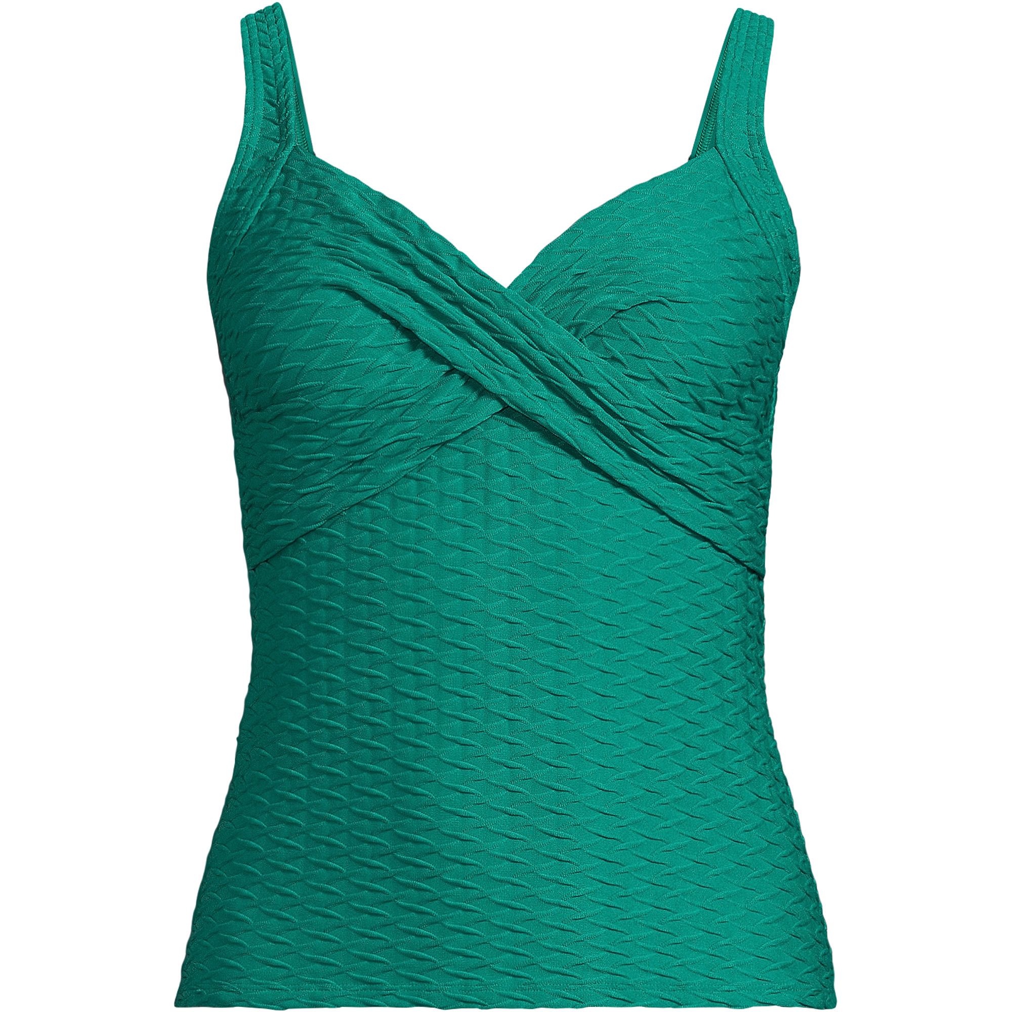 Women's Plus Size Texture Underwire Wrap Tankini Swimsuit Top | Lands' End (US)