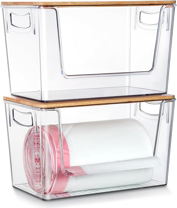 2 Pack Trash Bag Holder Dispenser, Extra Large Garbage Bags Holder, Stackable Trash Bag Holder wi... | Amazon (US)