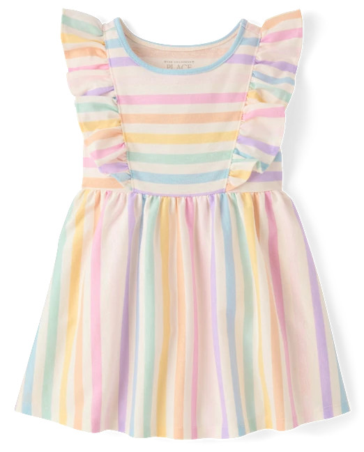 Baby And Toddler Girls Print Flutter Dress - white | The Children's Place