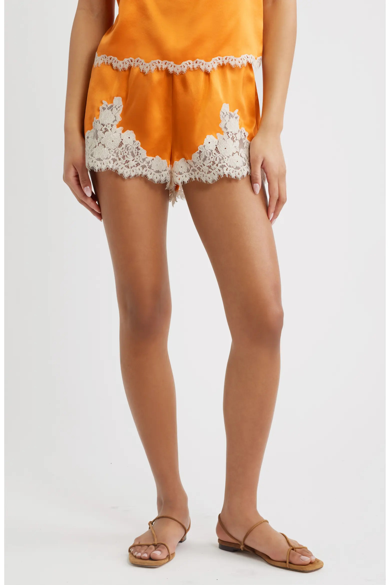 DÔEN Iona Lace Trim Silk Satin Shorts (Women) | Nordstrom | Nordstrom