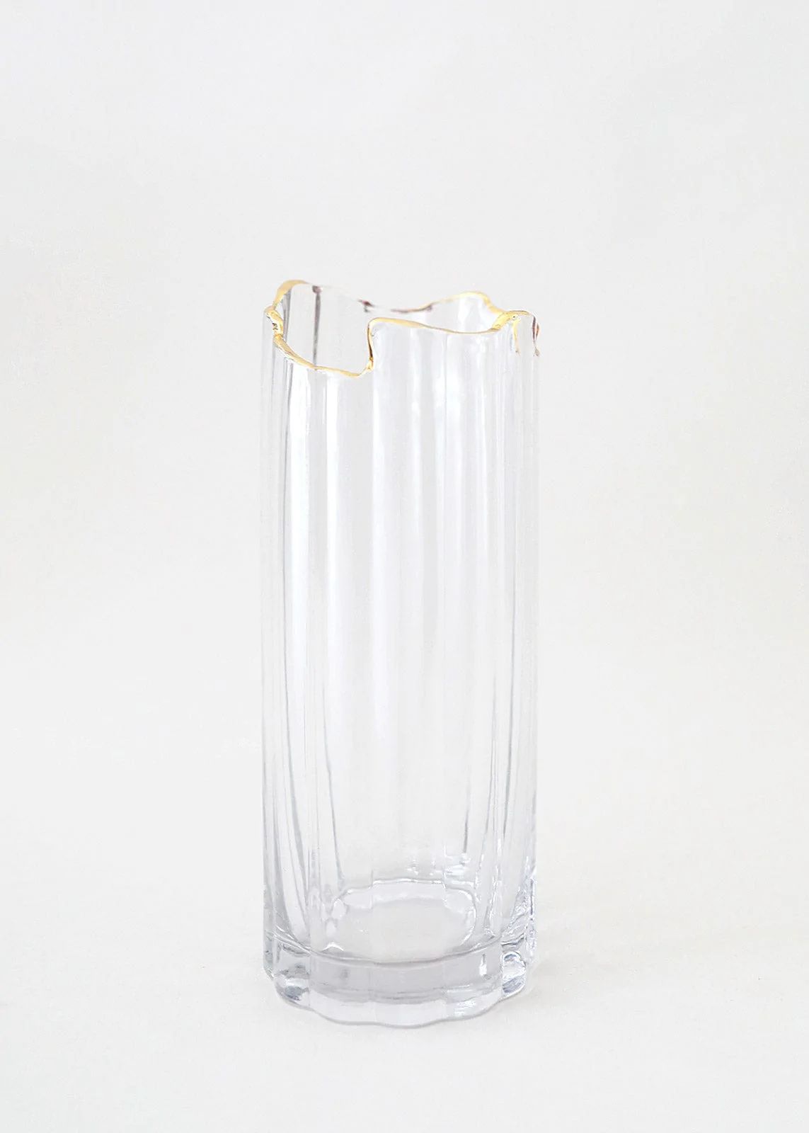 Afloral Clear Glass Vase with Gold Rim - 8" | Afloral