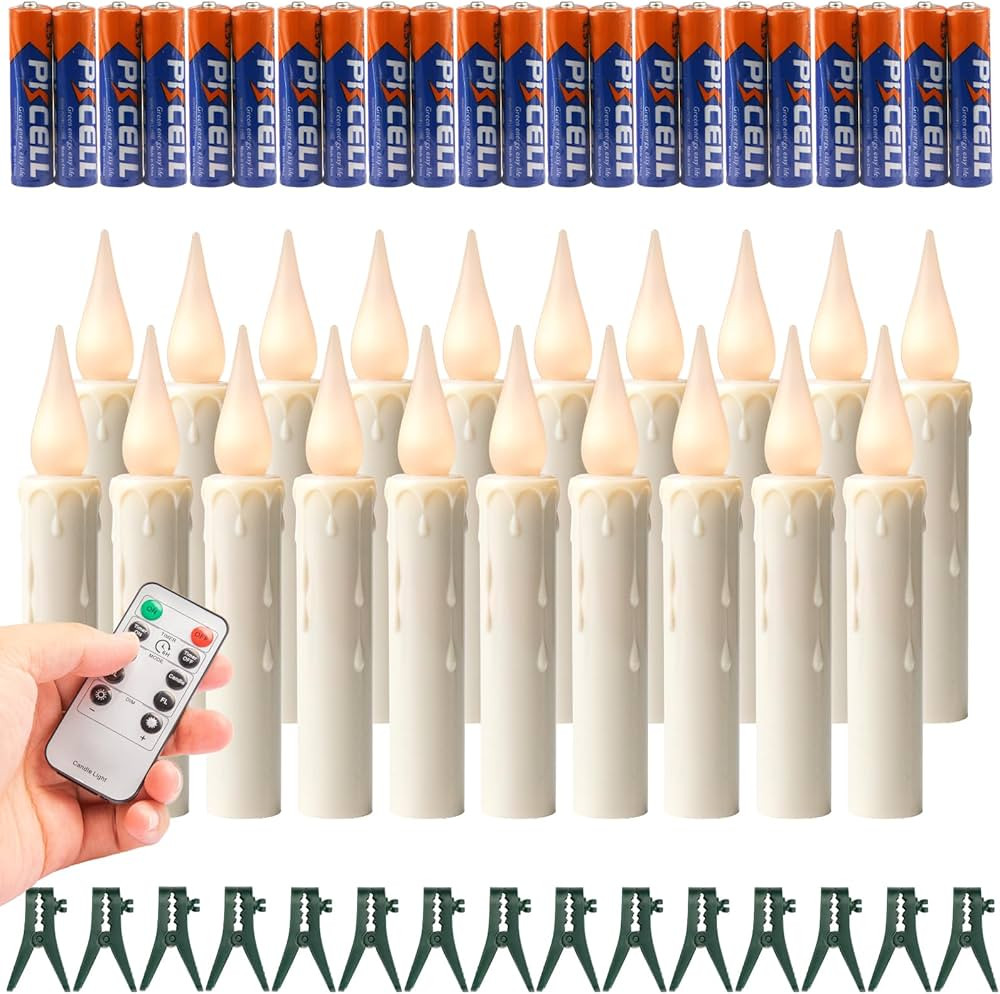 koopower 20 Pack LED Battery Powered Candles with Timer, Remote (4 Modes, Dim+-, Timer), 20 Batte... | Amazon (US)