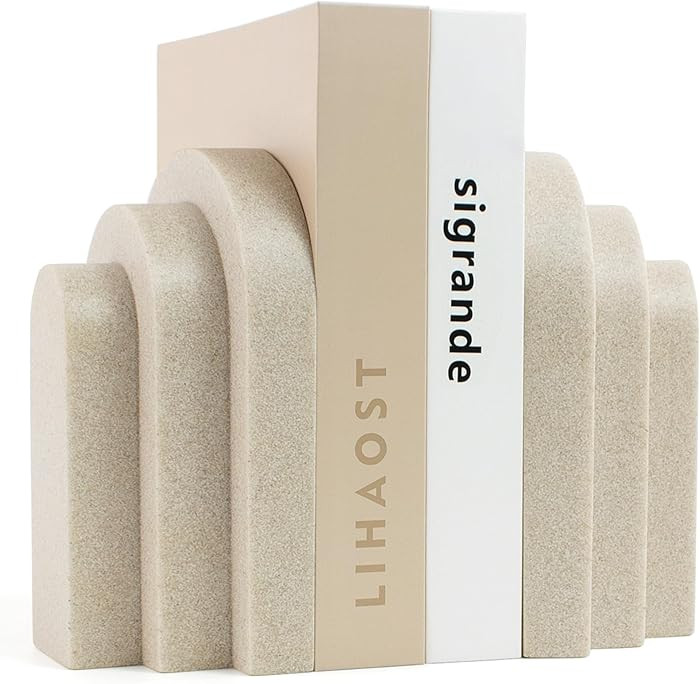 Heavy Duty Bookends for Shelves, 6.6 LBS Heavy Book Ends for Heavy Books, Decorative Modern Booke... | Amazon (US)
