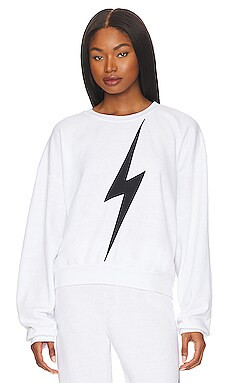 Aviator Nation Bolt Stitch Sweatshirt in White & Black from Revolve.com | Revolve Clothing (Global)