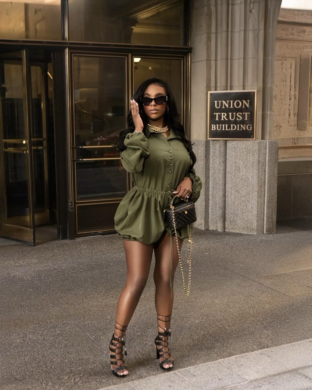 Heels + Shades + Bubble Shorts = the perfect warm weather vibe. 🍹 Obsessed with how this long-sleeve romper is both cozy and club-ready. The drawstring waist is everything! Comfy, cute, and major main character energy.

#LTKFindsUnder50 #LTKFindsUnder100 #LTKSeasonal