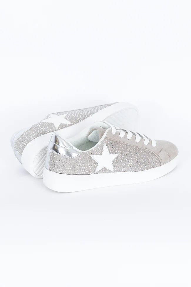 Karlie Taupe Rhinestone Star Sneaker | Pink Lily