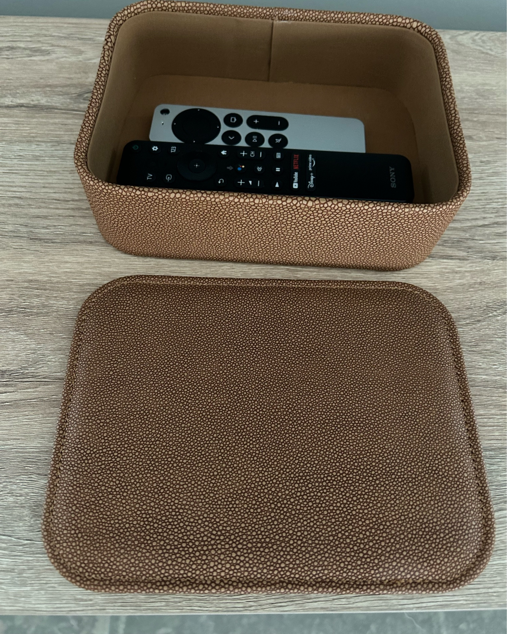 In love with our new decorative storage box I got for our living room. Brand is Studio McGee for Target. Size small. Perfect for holding and hiding away those TV remotes! Comes in a large size also which looks great stacked together.

#LTKhome