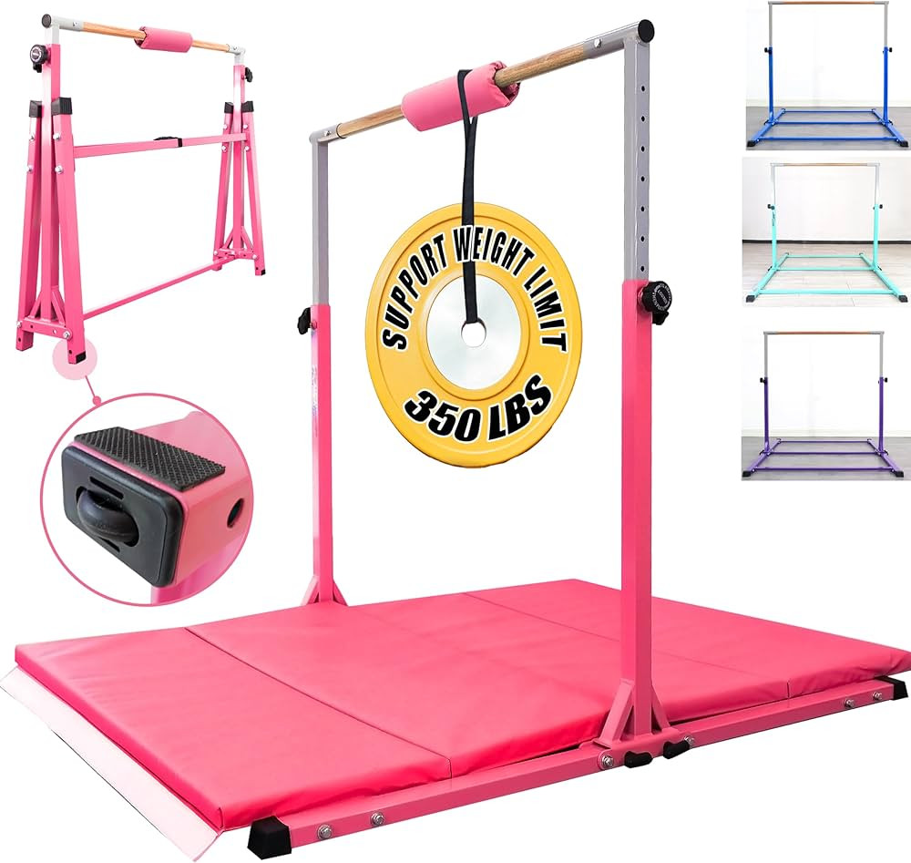Foldable Gymnastics Bar for Kids – 5FT/6FT Adjustable Horizontal Bar,Kip Bar – 350 LBS Capaci... | Amazon (US)