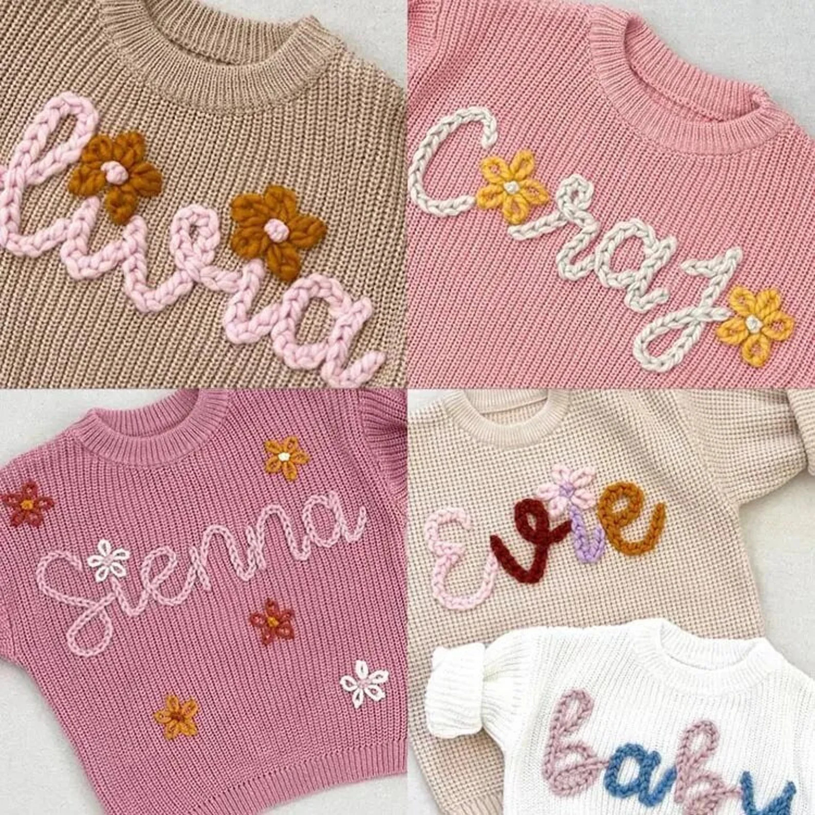Hand Embroidered Baby Sweater Personalized With Care - Etsy | Etsy (US)
