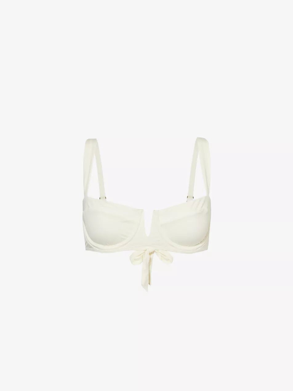 Clovelly plunge-neck stretch-recycled nylon bikini top | Selfridges