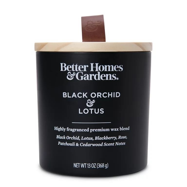 Better Homes & Gardens 13oz Black Orchid & Lotus Scented Wooden Wick Jar Candle | Walmart (US)