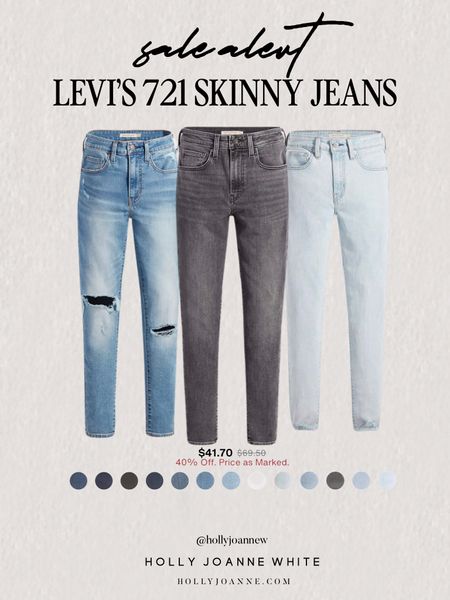 LEVI’S Jeans 40% off!! Sitewide Sale.  Follow @hollyjoannew for style and deals! Glad you’re here babe! Xx

LEVI’S 721 High Rise Skinny Jeans 
Fall Winter Outfits | Outfits | Neutrals  | Holiday Outfit | Denim Jeans | Casual Outfits #HollyJoAnneW

#LTKfindsunder50 #LTKsalealert #LTKstyletip