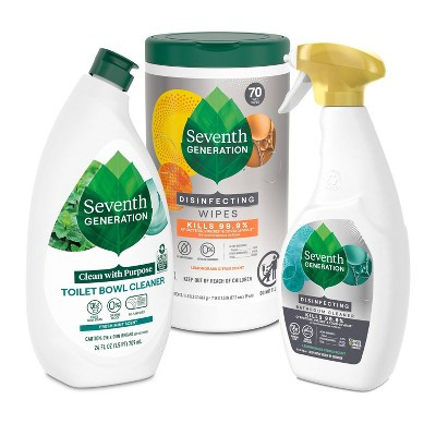 Seventh Generation 70ct Lemongrass Citrus Disinfecting Wipes + 24oz Mint Toilet Bowl Cleaner + 26oz Lemongrass Citrus Disinfecting Bathroom Cleaner | Target