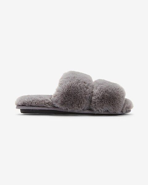 Cozy Faux Fur Double Band Slippers | Express