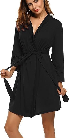 Women Kimono Robes Cotton Lightweight Robe Short Knit Bathrobe Soft Sleepwear Ladies Loungewear S... | Amazon (US)