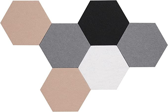 Afumazi 6Pcs Felt Board Tiles, Hexagon Bulletin Board, Self Adhesive Pin Board for Wall Decor, Me... | Amazon (US)