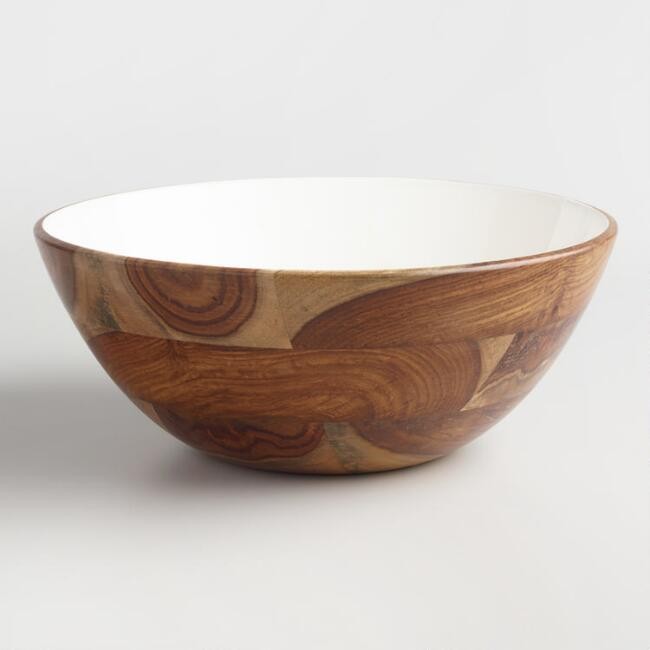 Large White Enamel Wood Bowl | World Market