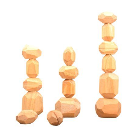 ankishi 16PCS Wooden Rocks Wood Balancing Stacked Stone Educational Toy | Walmart (US)