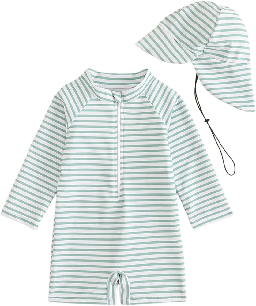 UV Kleidung Baby Badeanzug mit Hut Gr 62-98, Langarm UV Schutzkleidung Schwimmanzug Neugeborene M... | Amazon (DE)