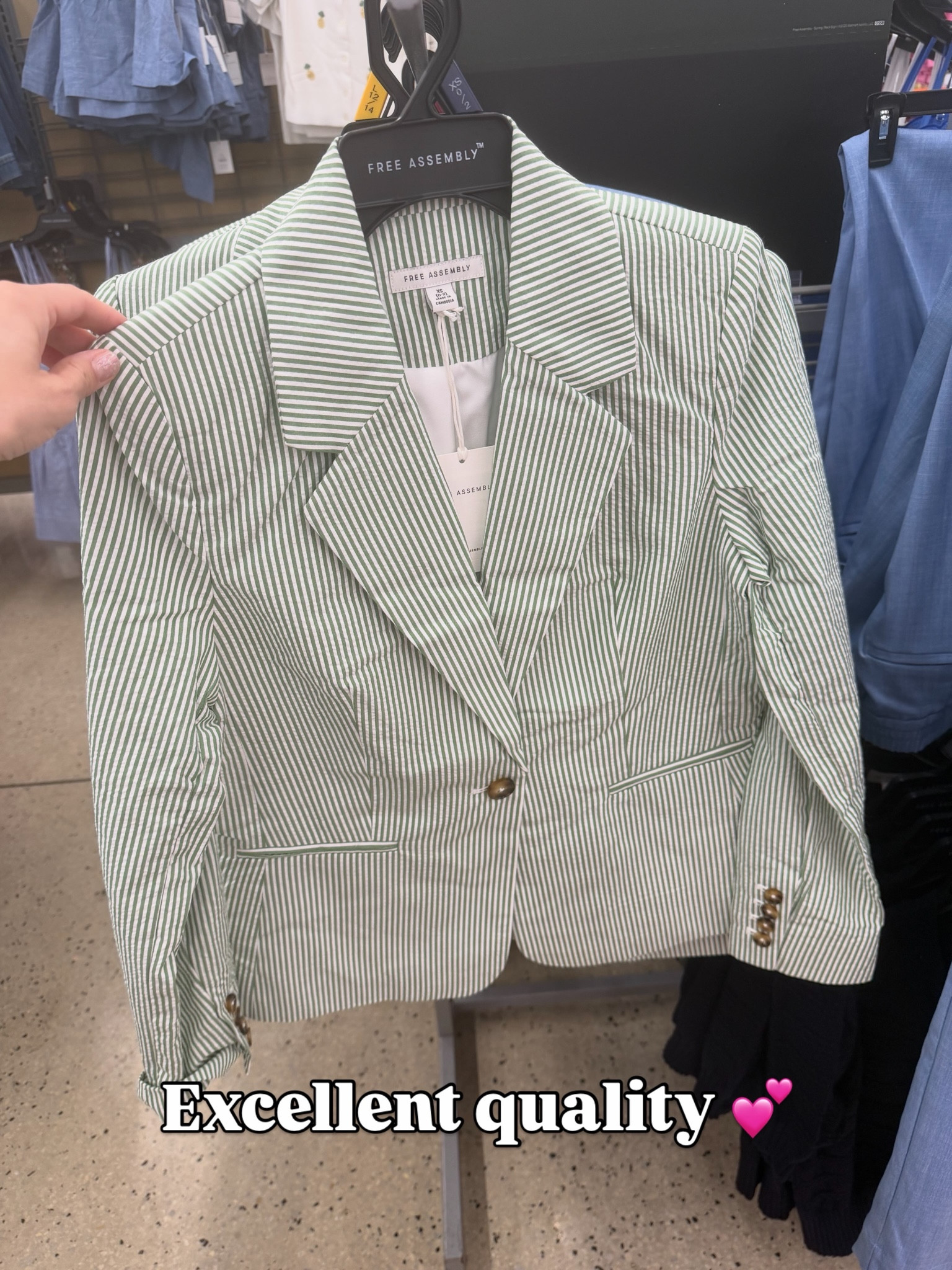 Walmart green and white stripe blazer #walmartfashion