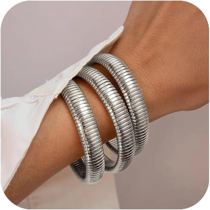 Gold Bracelets for Women, Gold Bangles for Women Chunky Bangle Bracelets for Women Bracelets Stac... | Amazon (US)