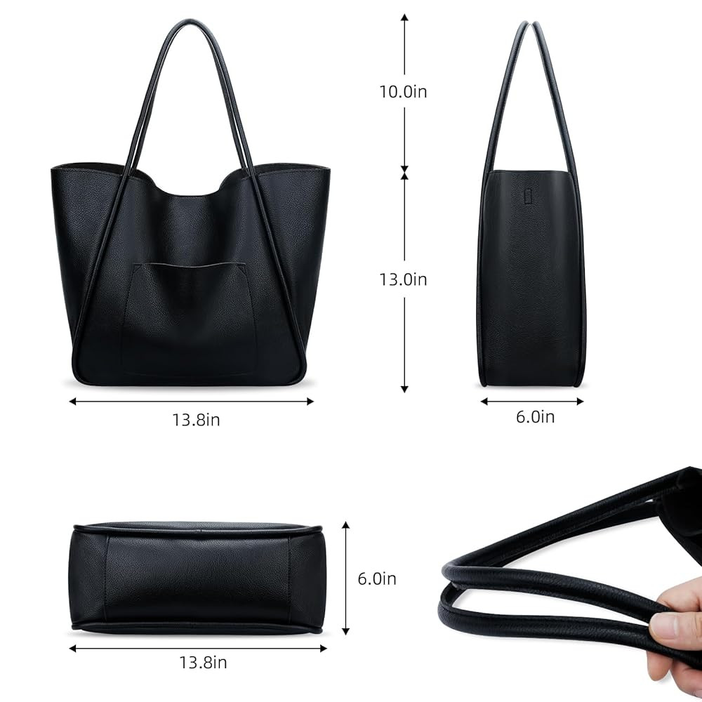 KKXIU Tote Bag for Women Vegan Leather Shoulder Purse Large Capacity Travel Bag | Amazon (US)