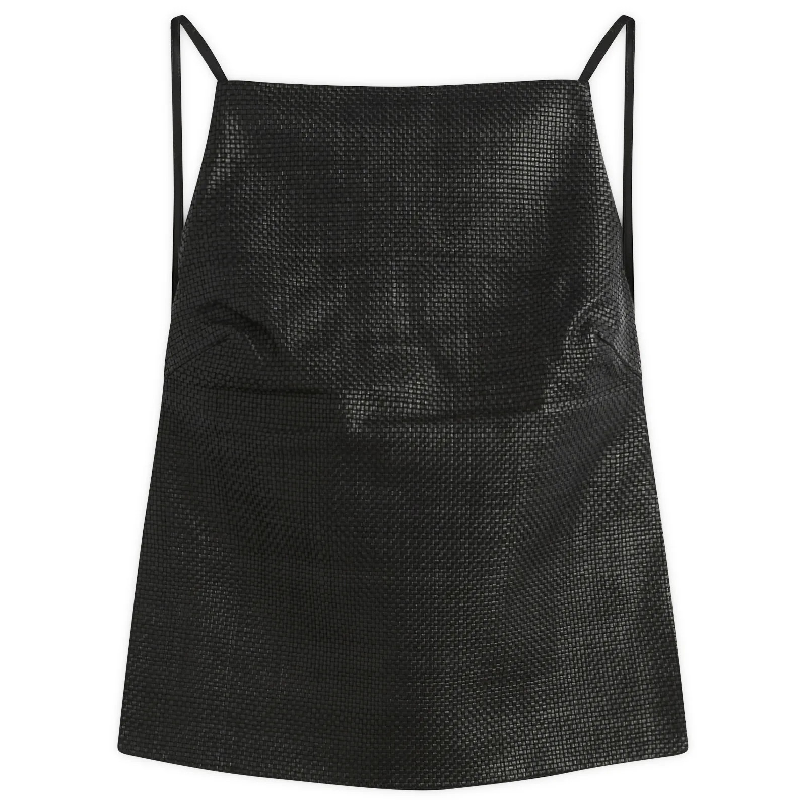 ST. Agni Women's Woven Leather Square Neck Top in Black, Size X-Small | END. Clothing