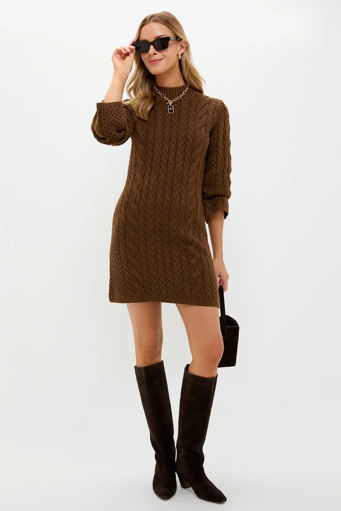 Coffee Cable Knit Lucia Mini Dress | Tuckernuck (US)