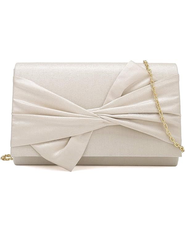 IXEBELLA Satin Evening Bag Bow Flap Clutch Purse for Women Formal Party/Prom/Wedding… | Amazon (US)