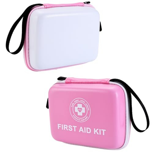 Small First Aid Kit - 165 Piece Dual-Color Emergency Medical Kit with Hard Shell & Fluorescent Exterior Coating, Emergency First Aid Kit for Home, Car, Travel, Hiking & Outdoor(Pink/White) | Amazon (US)