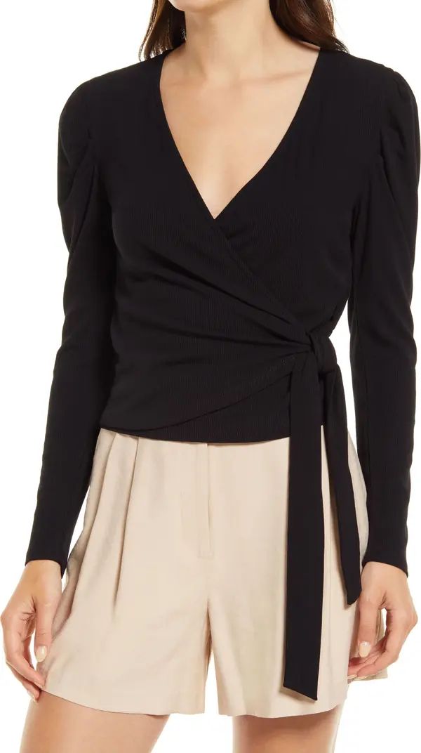Puff Sleeve Side Tie Knit Top | Nordstrom