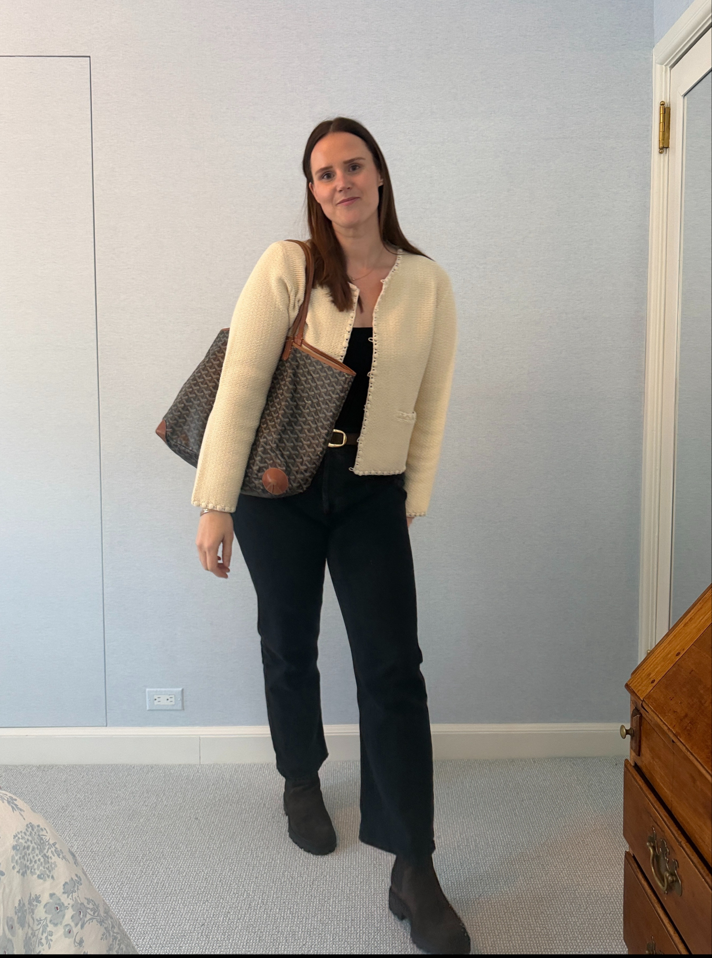 A simple everyday outfit for cold NYC with a cardigan, jeans and boots.  

 #LTKSeasonal #LTKMidsize #LTKTall