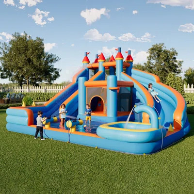 Bounce House, Inflatable Bouncer with Air Blower, Jumping Castle with Slide, Outdoor Indoor Bouncy Castle with Oxford fabric for Kids 3-12 (169.3×108. | Wayfair North America