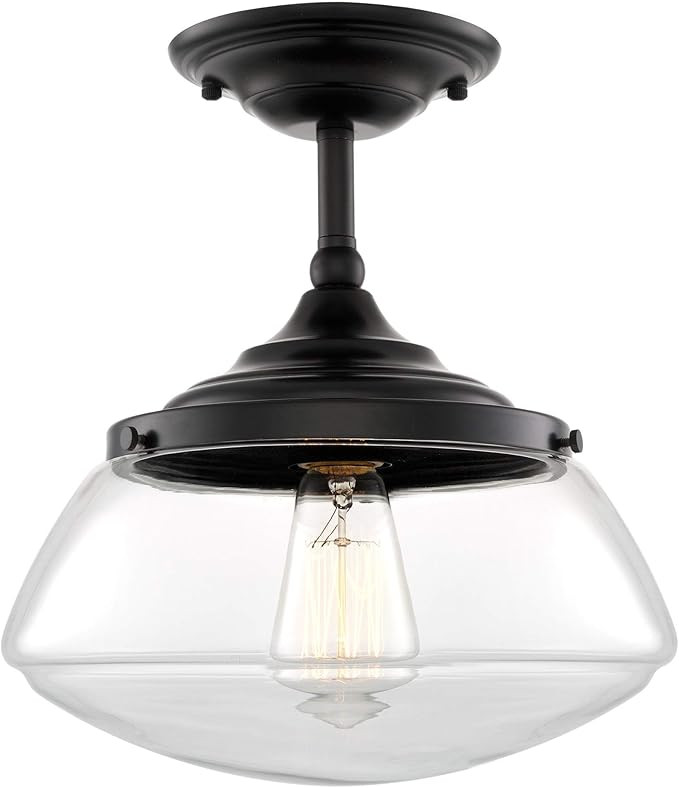 Kira Home Summit 11.5" Modern Industrial Farmhouse Semi Flush Mount Ceiling Light + Schoolhouse G... | Amazon (US)