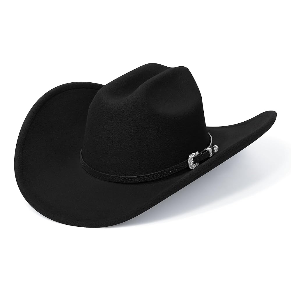 SAJUZEN Cowboy Hats for Women and Men with Wide Brim Felt Western Hats for Cowgirls and Cowboys | Amazon (US)