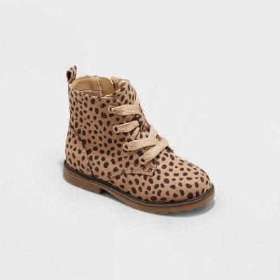 Toddler Girls&#39; Giovanna Zipper Slip-On Lace-Up Combat Boots - Cat &#38; Jack&#8482; Brown 7 | Target