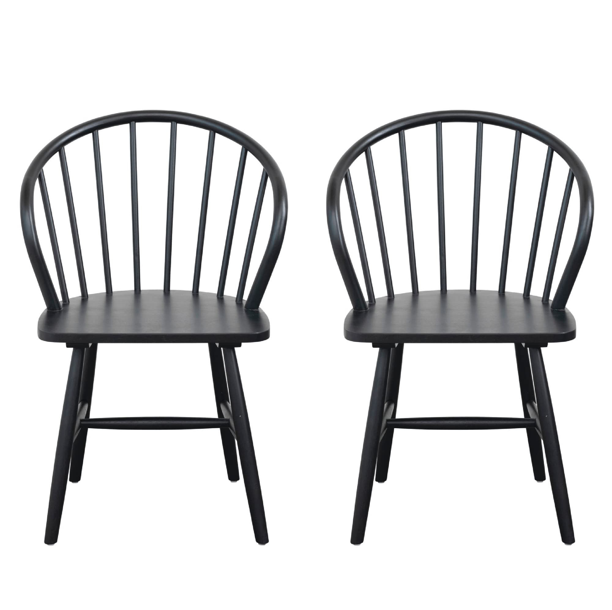 Creative Co-Op Rubberwood Slatted Back Dining Chair Set, 22" L x 20" W x 30" H, Black | Amazon (US)