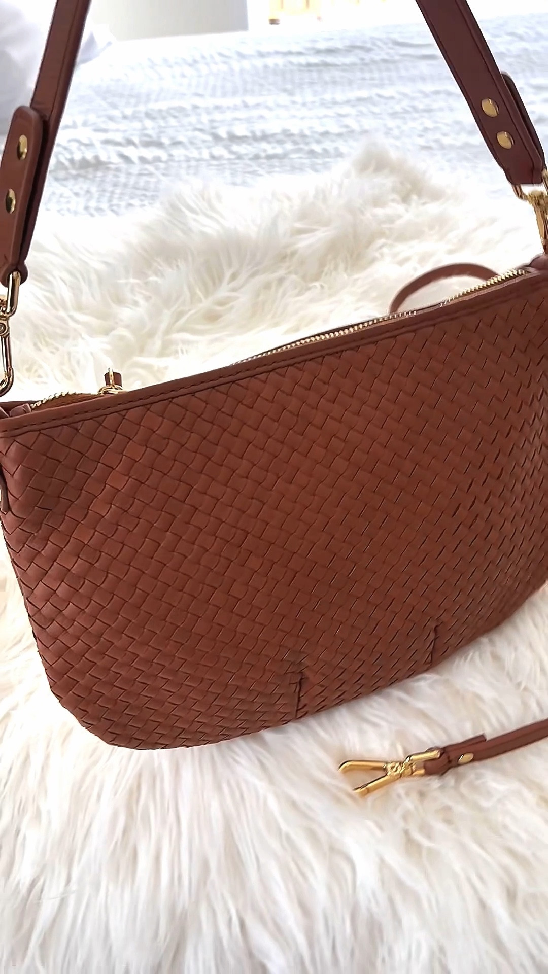 Italian Handwoven Leather Shoulder  bag in the color cogna. 4 other colors are available 

#LTKBeauty #LTKWorkwear #LTKGiftGuide