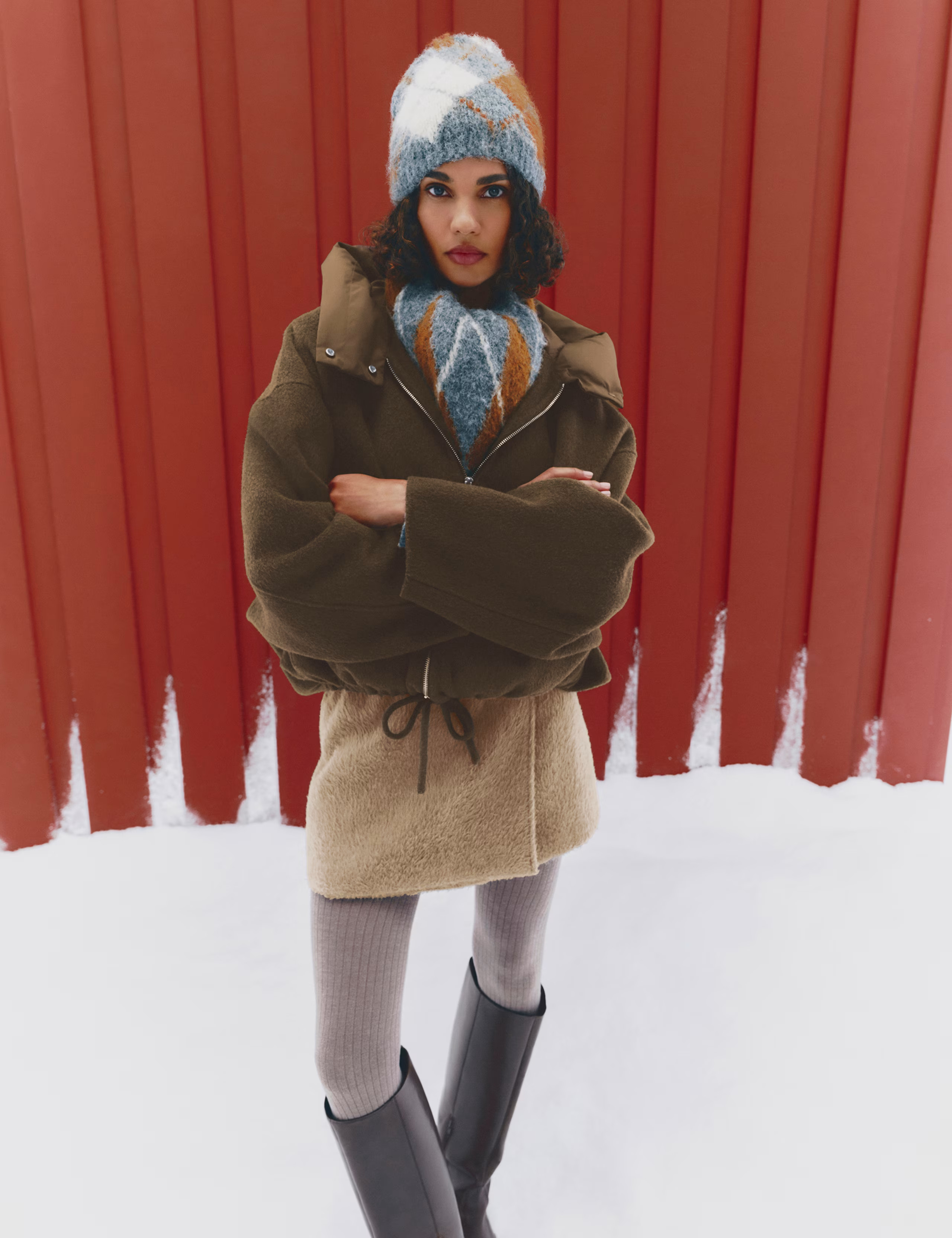 Fluffy Knitted Argyle Beanie Hat with Wool | Marks & Spencer (UK)