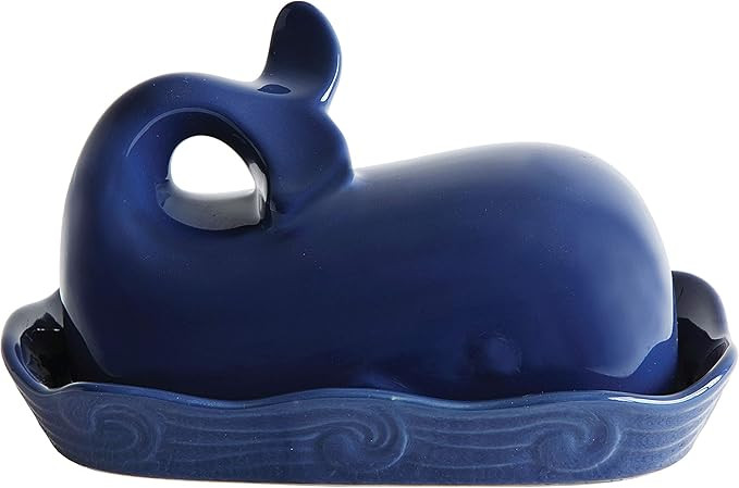 Creative Co-Op Whale Shaped Lid-Perfect Butter-Ocean Themed Kitchenware-Stoneware Dishwasher Dish... | Amazon (US)